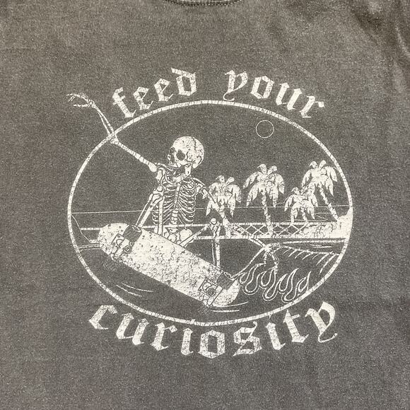 Urban Outfitters Oversized Distressed Tee Feed Your Curiosity Small Medium Grey - Picture 5 of 12
